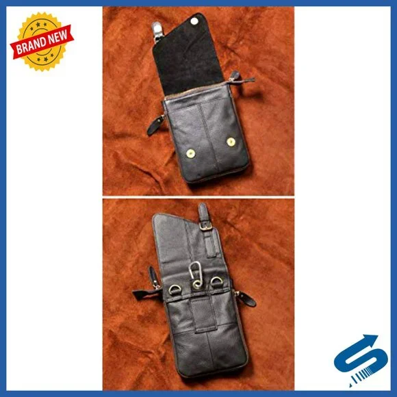 Genuine Leather Messenger Bag Convertible Waist Pack Adjustable Strap Multi-Wear